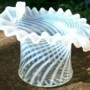 Fenton French Opalescent Glass Spiral Optic Hat Vase