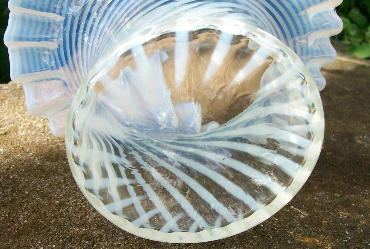 Fenton French Opalescent Glass Spiral Optic Hat Vase