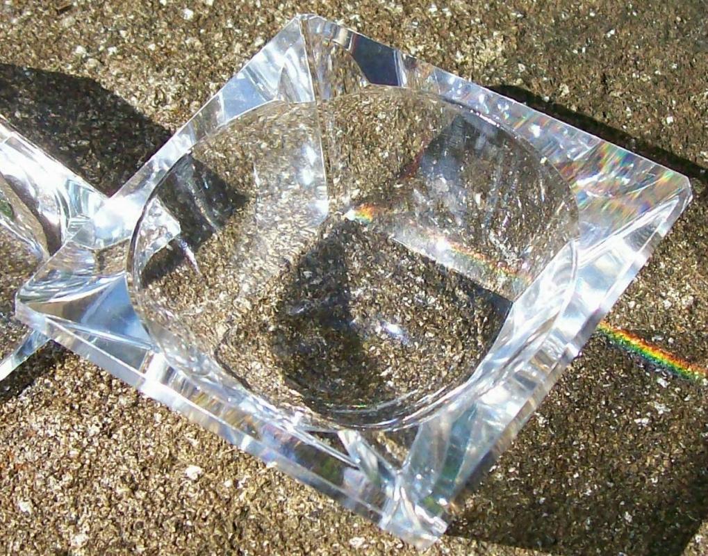 German Cut Crystal Smoke Set 1960s-70s Clear 4 Pieces