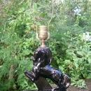 Black Ceramic Horse Lamp Ca. 1950's Mid-Century Modern