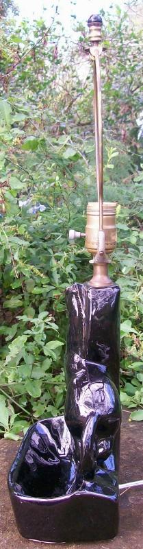 Black Ceramic Horse Lamp Ca. 1950's Mid-Century Modern