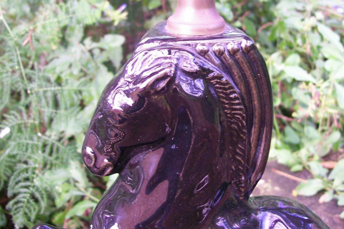 Black Ceramic Horse Lamp Ca. 1950's Mid-Century Modern
