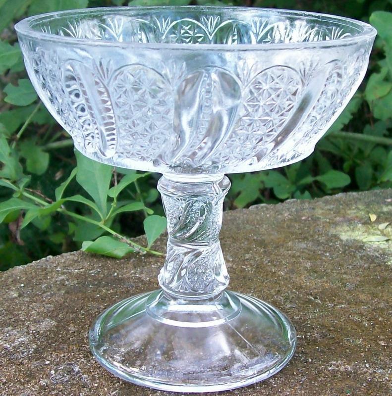 McKee Feather Jelly Compote Ca. 1900 Clear Early American Pressed Glass