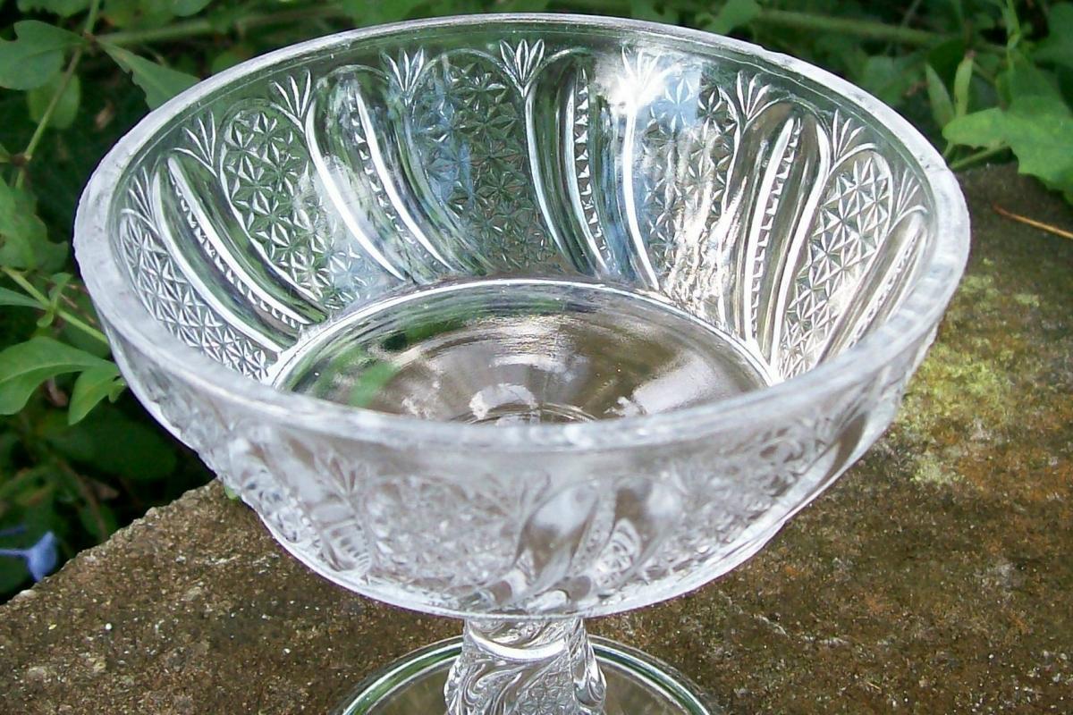 McKee Feather Jelly Compote Ca. 1900 Clear Early American Pressed Glass