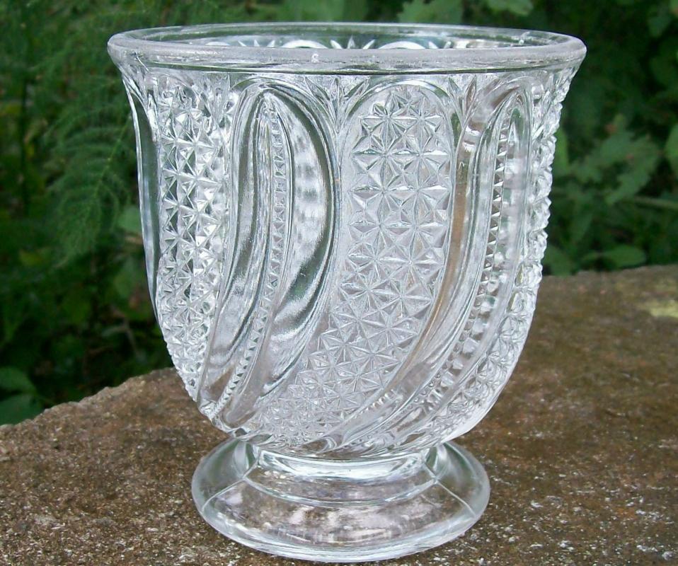 McKee Feather Open Sugar/Spoonholder Ca. 1900 Clear Early American Pressed Glass