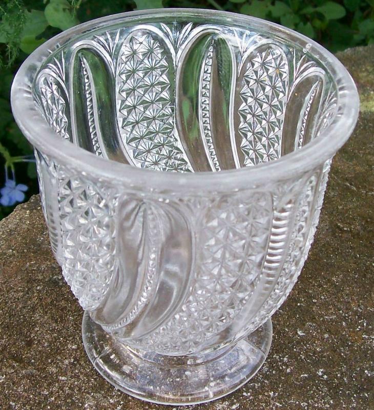 McKee Feather Open Sugar/Spoonholder Ca. 1900 Clear Early American Pressed Glass