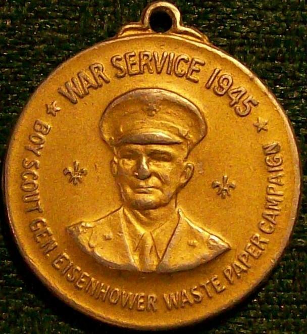 Boy Scouts/ Eisenhower WWII Service Medal 1945 Waste Paper Campaign
