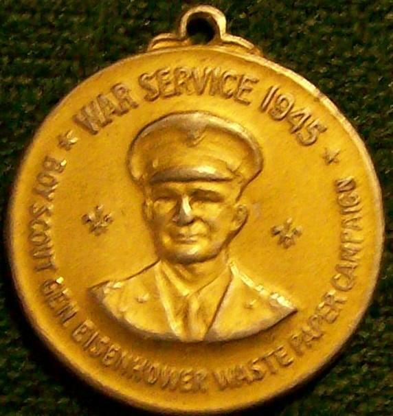 Boy Scouts/ Eisenhower WWII Service Medal 1945 Waste Paper Campaign