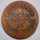 Crystallized Orange Wafers Wooden Candy Box Round 4 3/8
