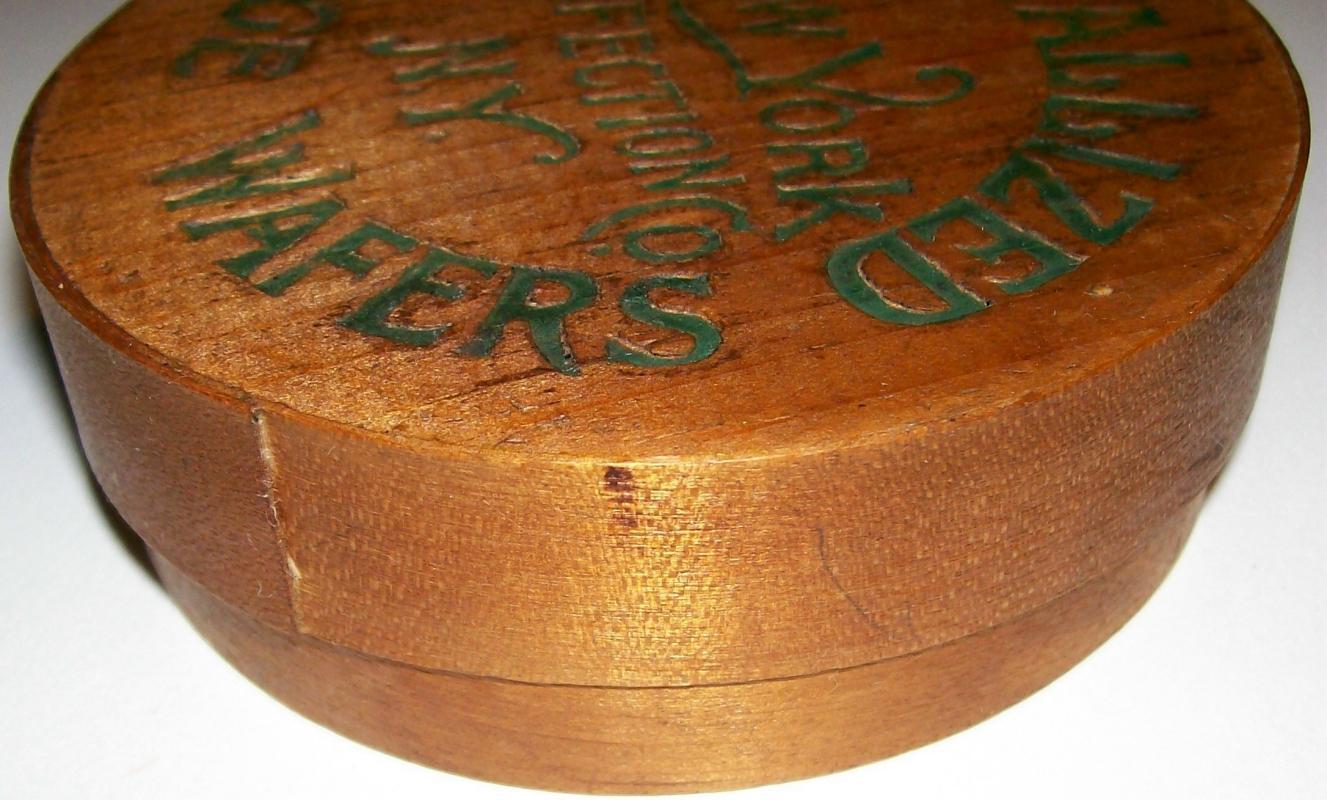 Crystallized Orange Wafers Wooden Candy Box Round 4 3/8