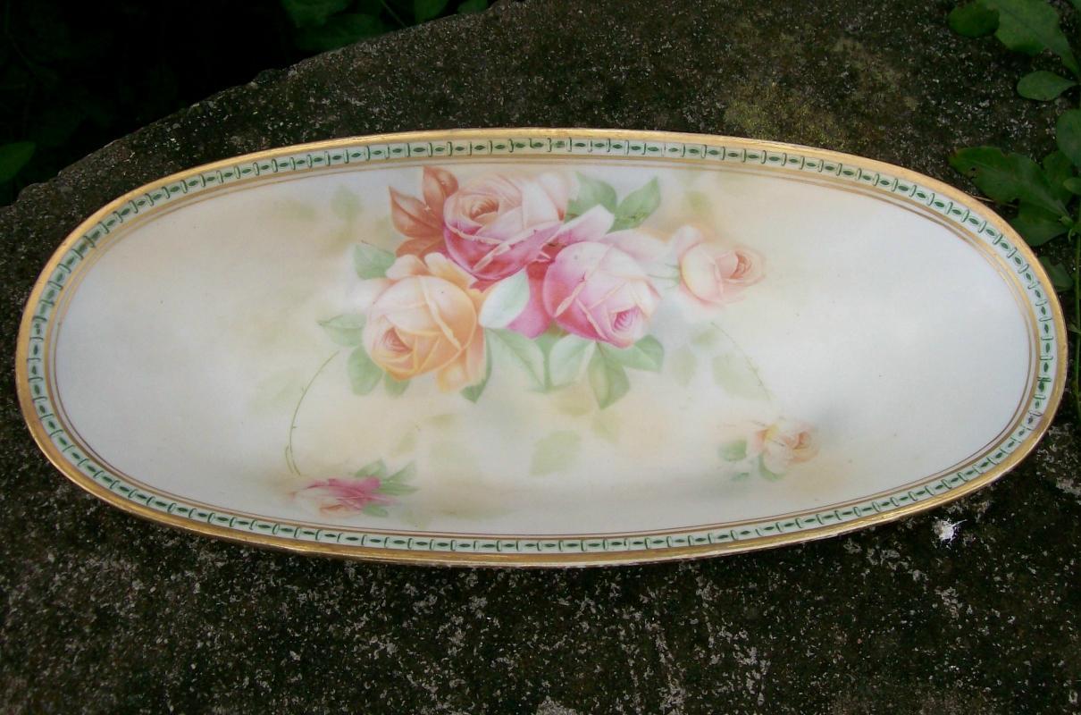 JSV Germany Porcelain Celery Dish Johann Seltmann Bavaria 1900-10 Roses