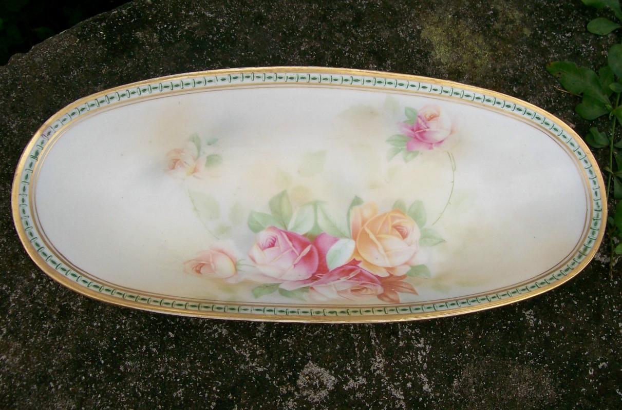 JSV Germany Porcelain Celery Dish Johann Seltmann Bavaria 1900-10 Roses