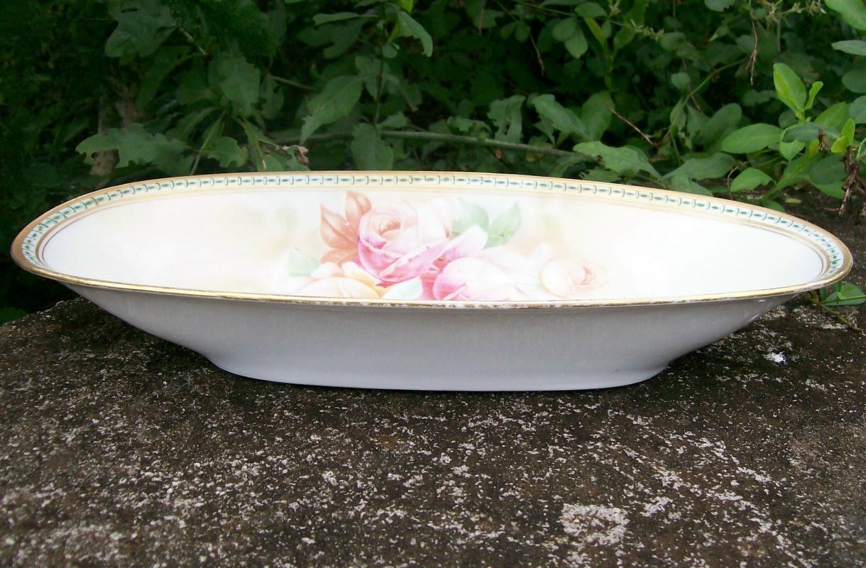 JSV Germany Porcelain Celery Dish Johann Seltmann Bavaria 1900-10 Roses