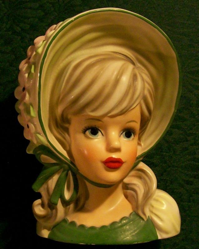 Relpo Head Vase: Young Lady with Bonnet