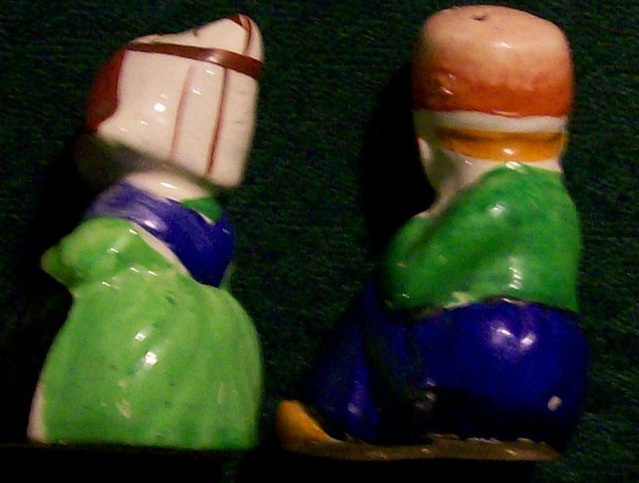 Seated Dutch Boy & Girl Ceramic Salt & Pepper Shakers 1930's-40's