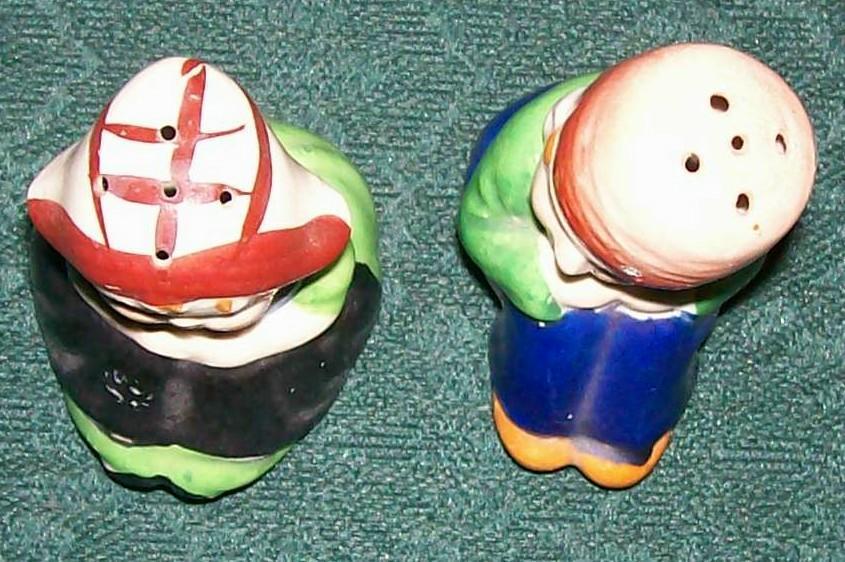 Seated Dutch Boy & Girl Ceramic Salt & Pepper Shakers 1930's-40's