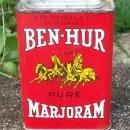 Spice Tin: Ben-Hur Marjoram, Circa 1930's 2 Ounce with Contents