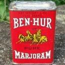 Spice Tin: Ben-Hur Marjoram, Circa 1930's 2 Ounce with Contents