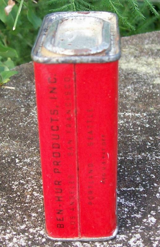 Spice Tin: Ben-Hur Marjoram, Circa 1930's 2 Ounce with Contents