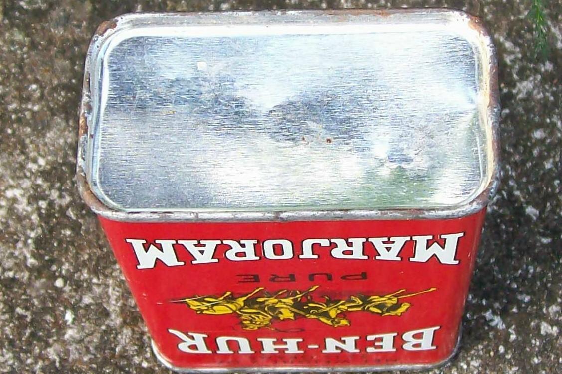 Spice Tin: Ben-Hur Marjoram, Circa 1930's 2 Ounce with Contents