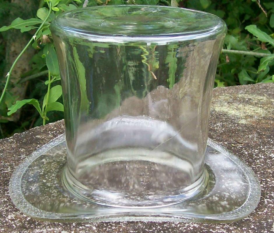 Clear Glass Hat Novelty Vase with Textured Rim Early 1900's