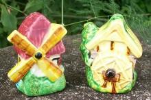 Figural Mill Salt & Pepper Shakers Wind & Water Royal Japan 1950's