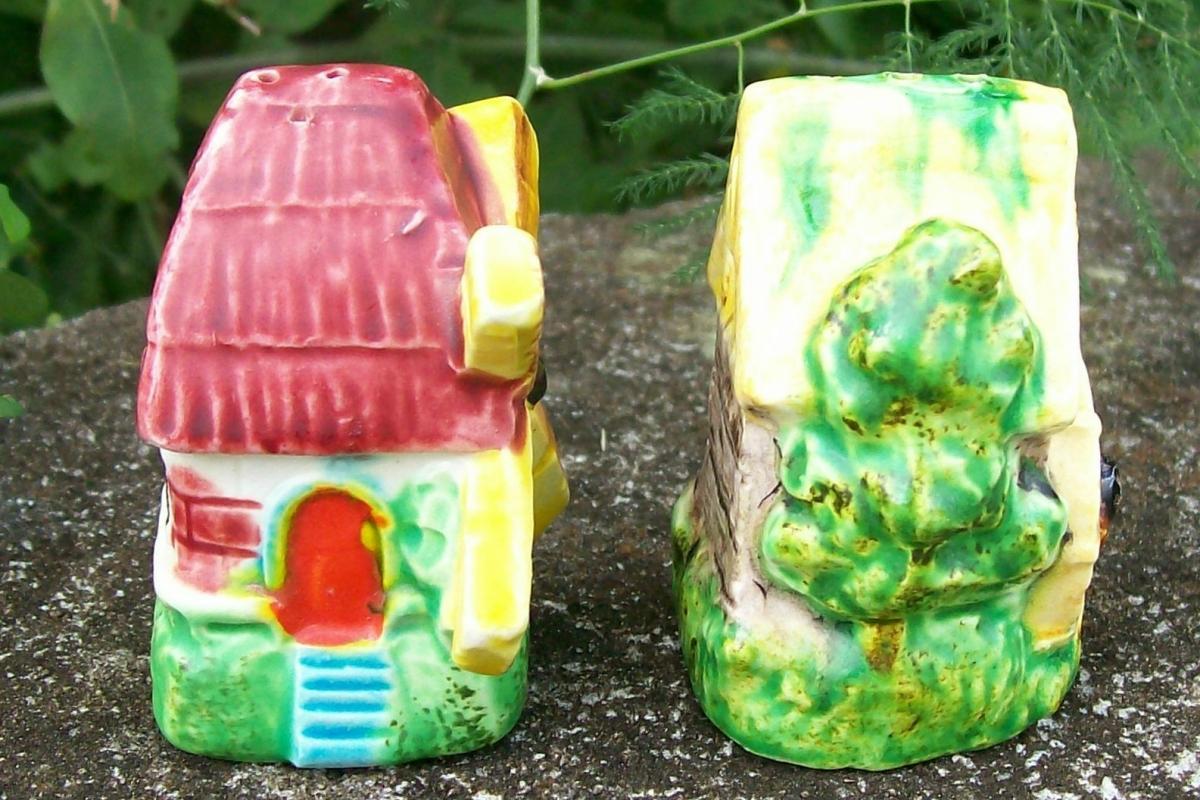 Figural Mill Salt & Pepper Shakers Wind & Water Royal Japan 1950's