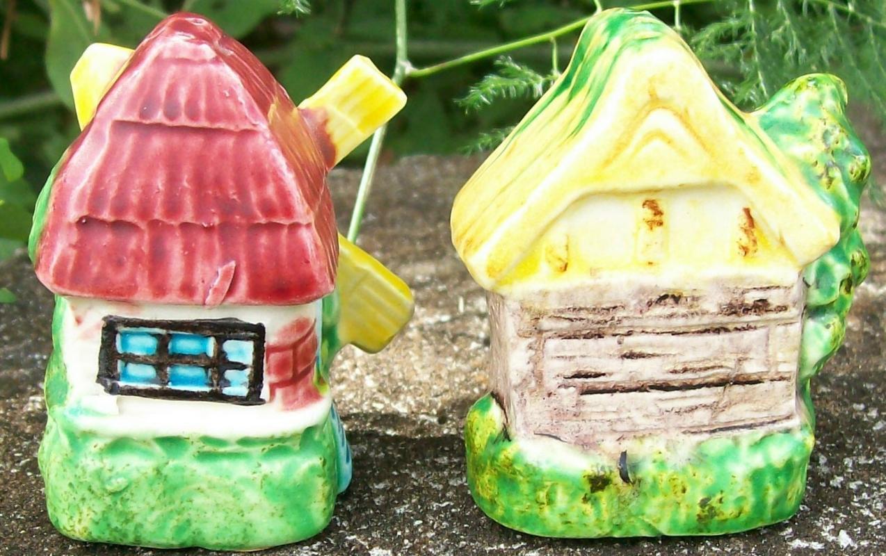 Figural Mill Salt & Pepper Shakers Wind & Water Royal Japan 1950's