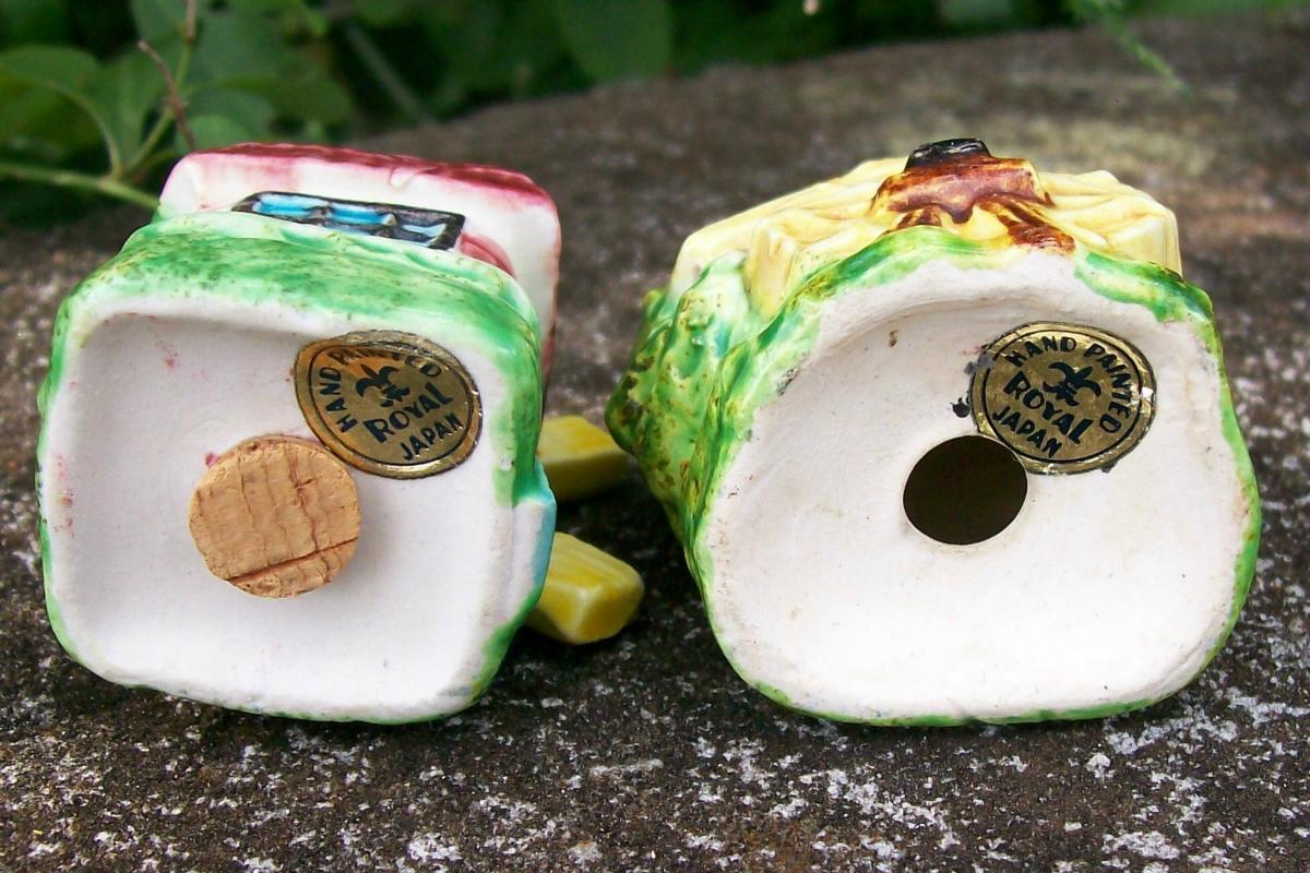 Figural Mill Salt & Pepper Shakers Wind & Water Royal Japan 1950's