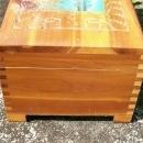 Cedar Wood Dresser Box with Mirror Molded Decoration Chromolithograph
