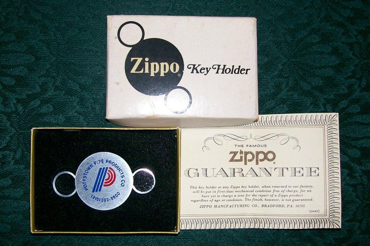 Zippo Advertising Metal Key Ring/Holder Pottstown Pipe Products Penn NIB