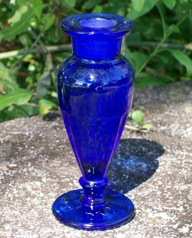 Paden City Cobalt Blue Glass Perfume Bottle #502: No Stopper 1940's 4 3/8
