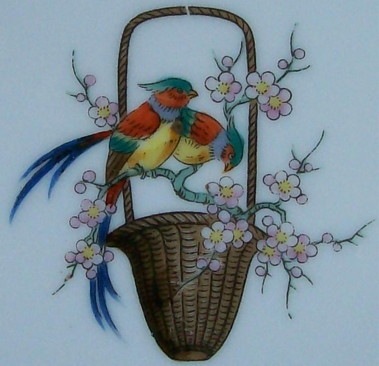 Noritake Art Deco Porcelain Plate Chinese Pheasant Birds Orange Luster Rim N1143BL