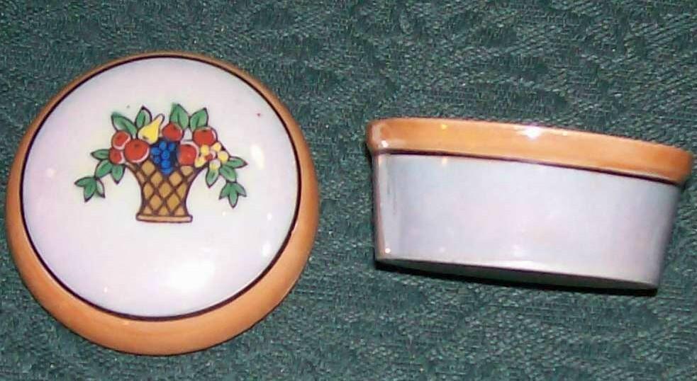 Art Deco Luster Ware Ceramic Trinket Box 1920s-30s Japan Fruit Basket