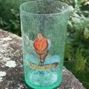 Czech Blown Seed Bubble Glass Tumbler Dickens Character Fat Boy Green 4 7/8