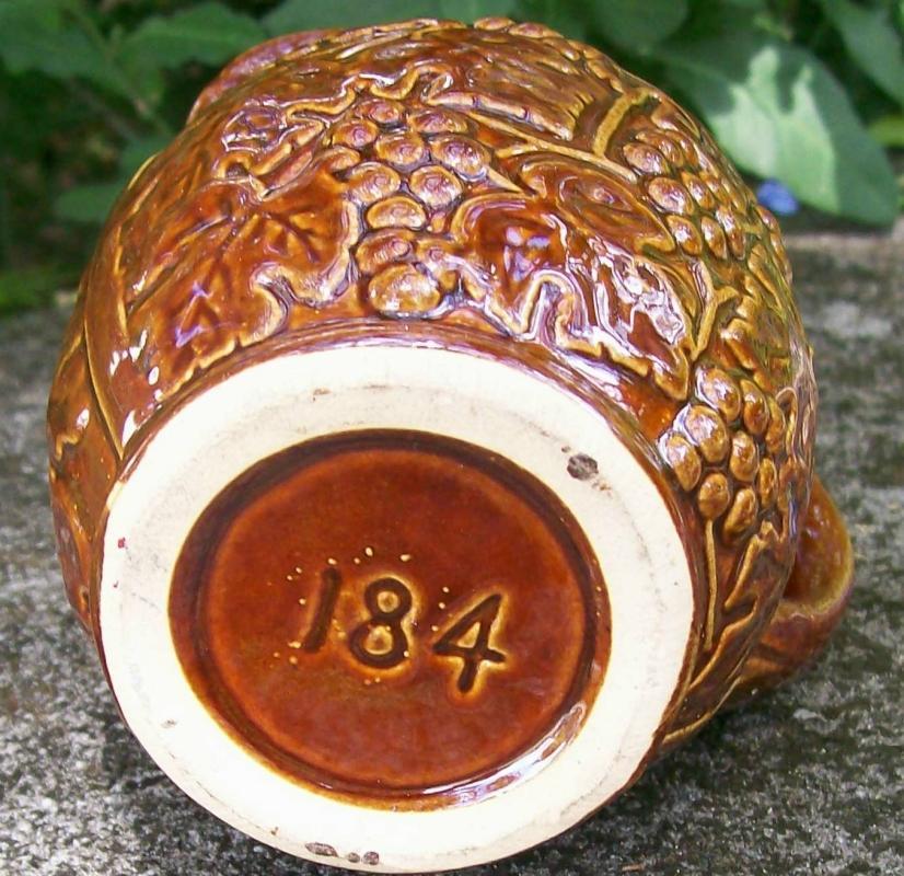 Uhl Pottery Stoneware Grape Pitcher #184 Brown Glaze 4.5