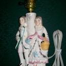Colonial Couple Figural Ceramic Lamp 1950s-60s Japan 9.75