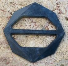 Bakelite/Catalin Belt Buckle: Mottled Blue Octagon