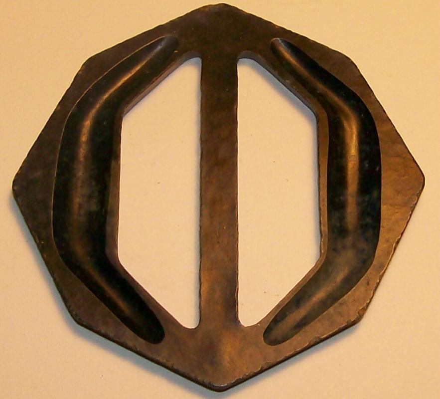 Bakelite/Catalin Belt Buckle Mottled Blue Octagon 2.5