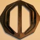 Bakelite/Catalin Belt Buckle: Mottled Blue Octagon