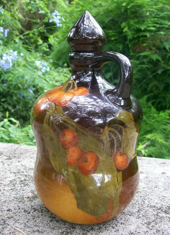 Rookwood Standard Glaze Decanter with Cherries: E. T. Hurley