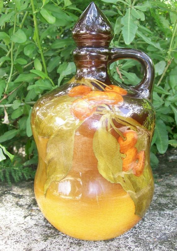 Rookwood Standard Glaze Decanter with Cherries: E. T. Hurley