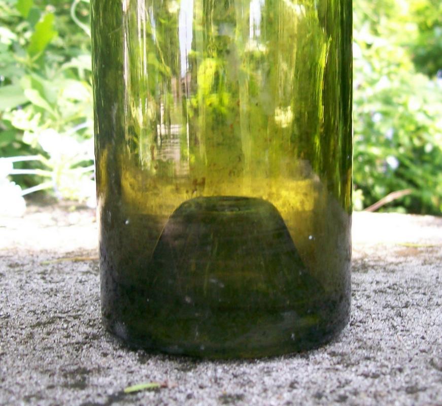 Antique Wine Bottle Ca 1800 Spin /Turn-Mold Glass Olive Green 12 Ounce 8.5