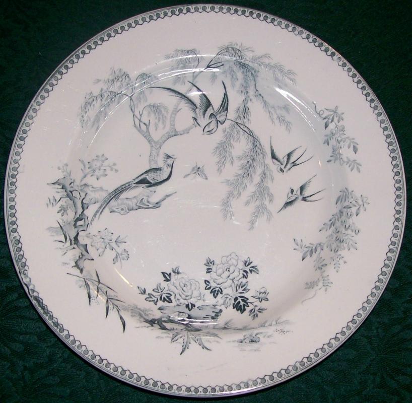 Elsmore Parisian Granite Ceramic Bowl Chinese Pheasants Ca. 1880 8.75