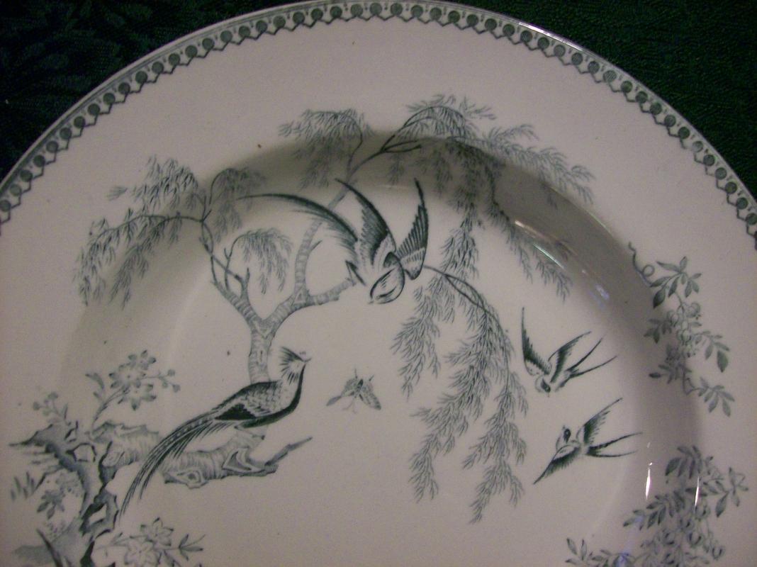 Elsmore Parisian Granite Ceramic Bowl Chinese Pheasants Ca. 1880 8.75