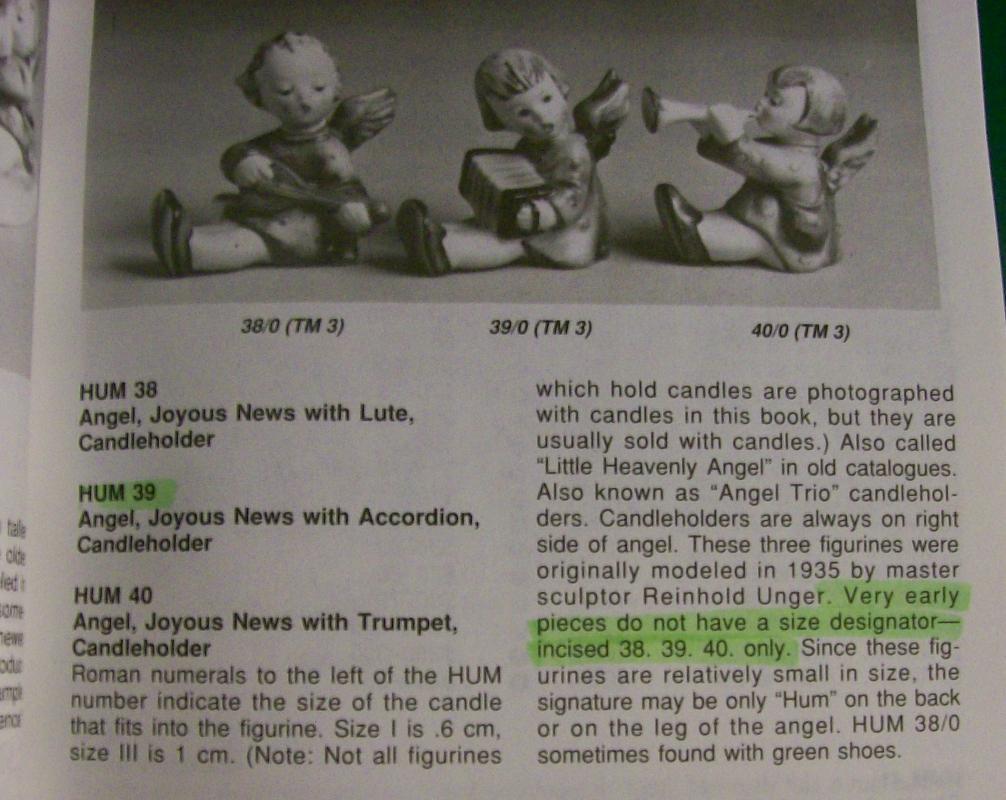 Hummel Joyous News with Accordion #39 TM1 Ceramic Figural Candleholder by Goebel 1935-50