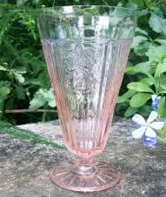 Hocking Mayfair/Open Rose Footed Iced Tea Glass Tumbler Pink 15 Oz.