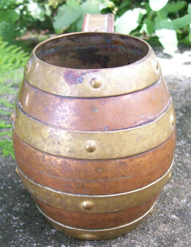 Arts & Crafts Copper Mug with Brass Bands