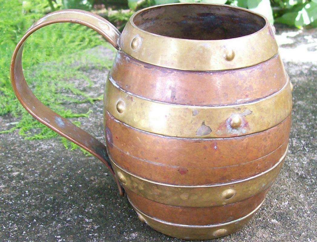 Arts & Crafts Copper Mug with Brass Bands
