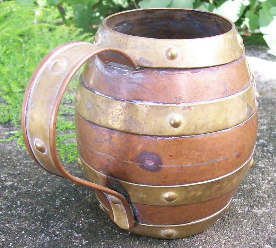 Arts & Crafts Copper Mug with Brass Bands